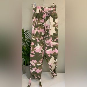 HOT & Delicious Pink Green High Waist Pink Camo Pants